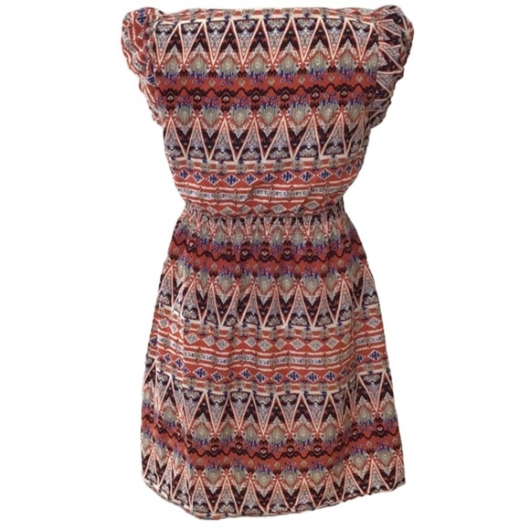 Avocado Cap Sleeve Aztec Pattern Short Sleeve Dress Size 8 - Picture 3 of 5